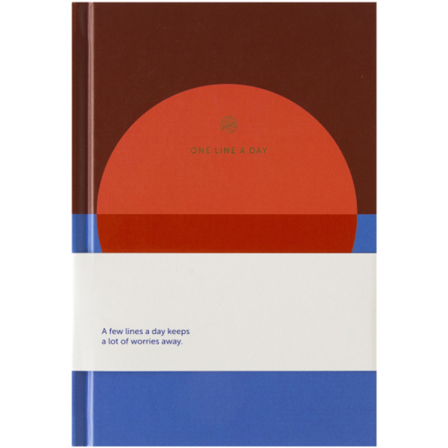 Notitieboek A5 One line a day blauw rood lijn