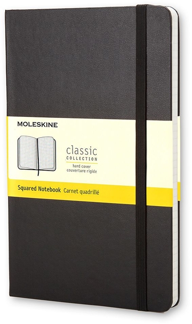 Notitieboek Moleskine large 130x210mm ruit 5×5 hard cover zwart
