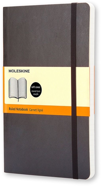 Notitieboek Moleskine large 130x210mm lijn soft cover zwart