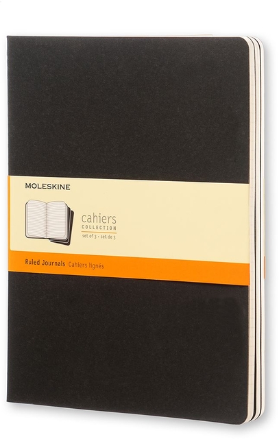 Schrift Moleskine 190x250mm lijn 240 pagina’s 70gr zwart set &agrave; 3 stuks