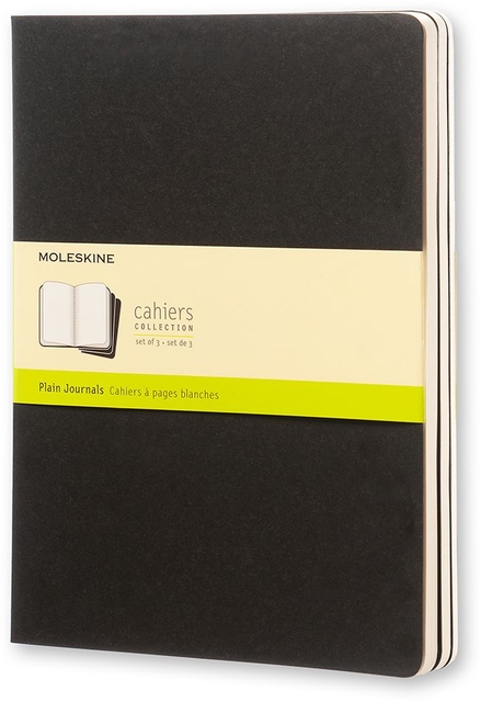 Schrift Moleskine 190x250mm blanco 240 pagina’s 70gr zwart set &agrave; 3 stuks
