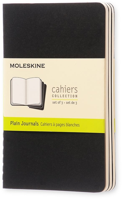 Schrift Moleskine 90x140mm blanco 240 pagina’s 70gr zwart set &agrave; 3 stuks