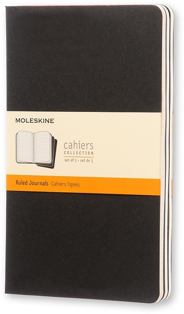 Schrift Moleskine 130x210mm lijn 160 pagina’s 70gr zwart set &agrave; 3 stuks