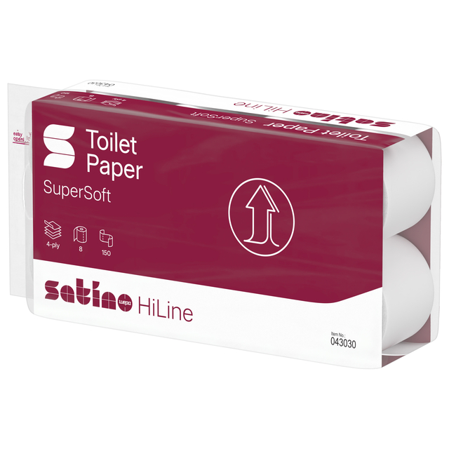 Toiletpapier Satino MT1 HiLine 4-laags 8×150 vel wit 043030