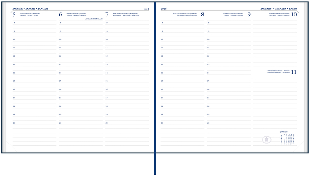 Agenda 2026 Ryam Carré Mundior 7dagen/2pagina’s zwart