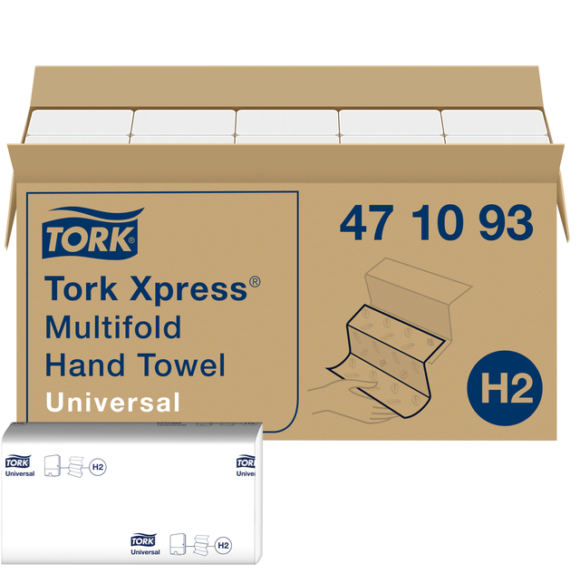 Handdoek Tork H2 Xpress Universal multifold 1-laags 213x234mm 20×250 vel wit 471093