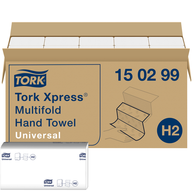Handdoek Tork H2 Xpress Universal multifold 2-laags 213x234mm 20×237 vel wit 150299