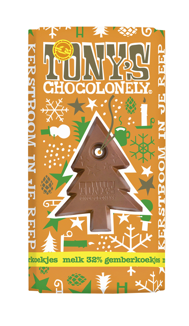 Chocolade Tony’s Chocolonely Kerst melk gemberkoekjes 180gr