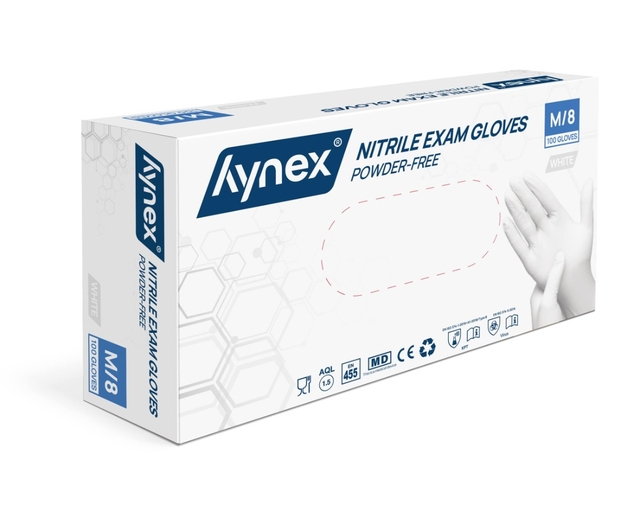 Handschoen Hynex nitril M wit 3.5g 100 stuks