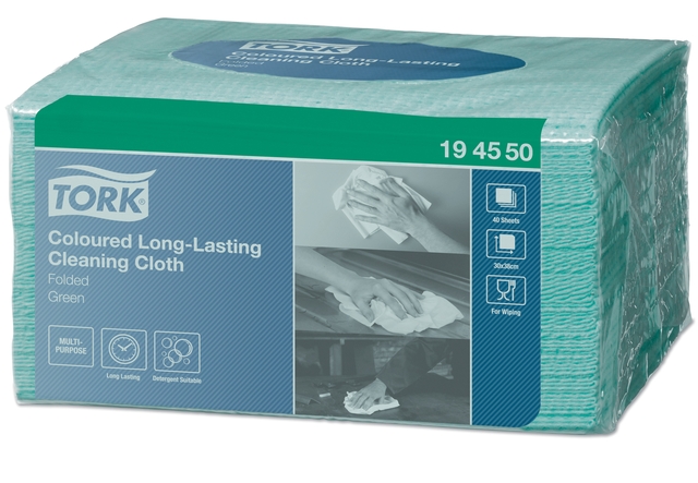 Reinigingsdoek Tork W8 Premium 1-laags 8×40 vel groen 194550