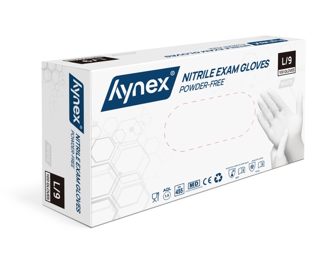Handschoen Hynex nitril L wit 3.5g 100 stuks