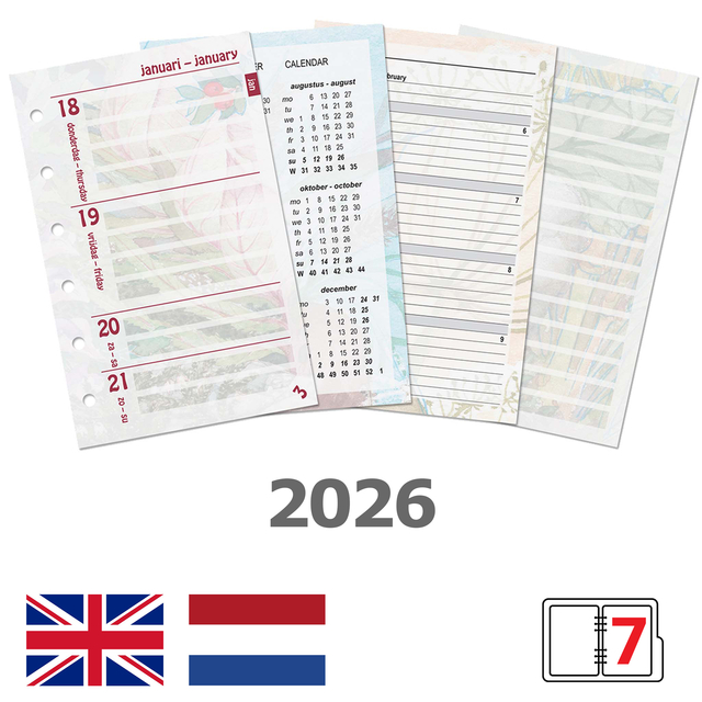 Agendavulling 2026 Kalpa Pocket bloemen 7dagen/2pagina’s