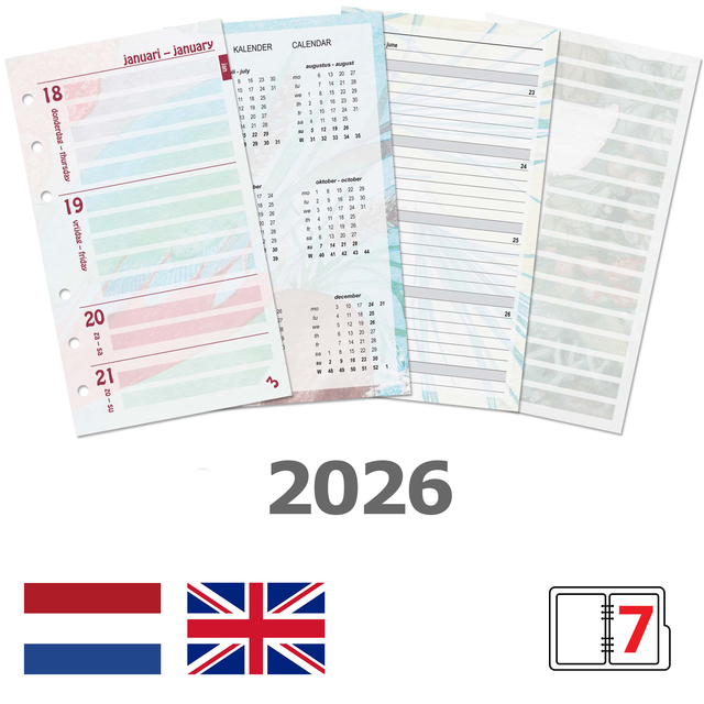 Agendavulling 2026 Kalpa Personal bloemen 7dagen/2pagina’s