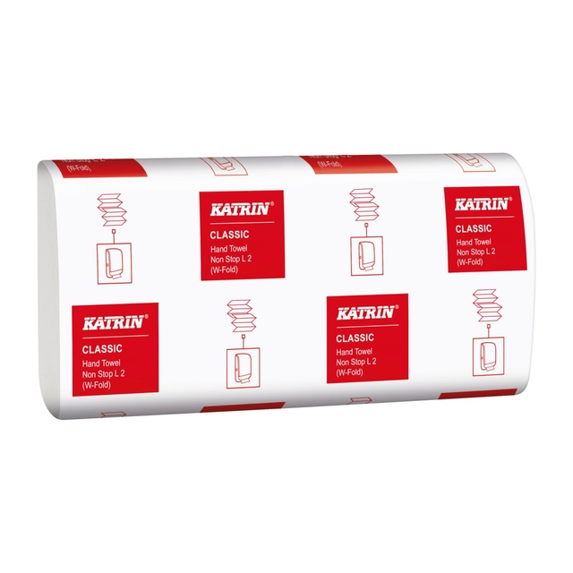 Handdoek Katrin w-vouw 2-laags 203x320mm 25×120 vel wit 61594