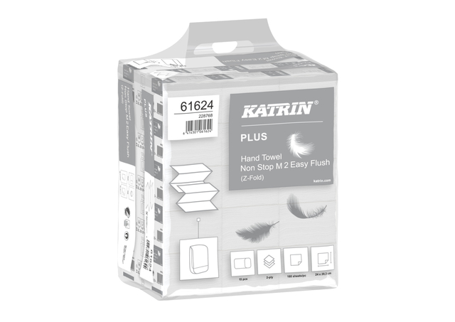 Handdoek Katrin Plus z-vouw 2-laags 203x240mm 15×160 vel wit 61624