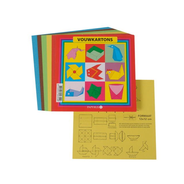 Vouwkartons vierkant 12x12cm 105gram assorti 40 vel
