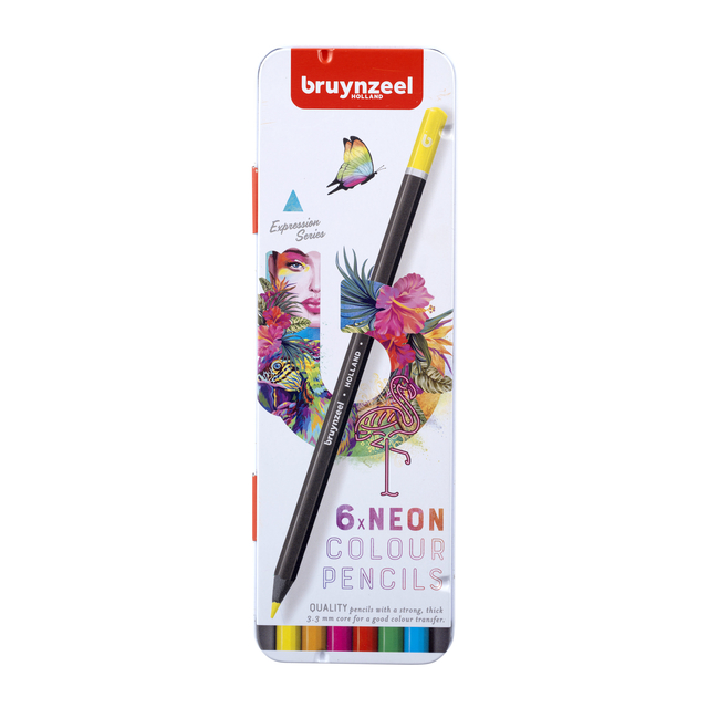 Kleurpotlood Bruynzeel set à 6 stuks neon