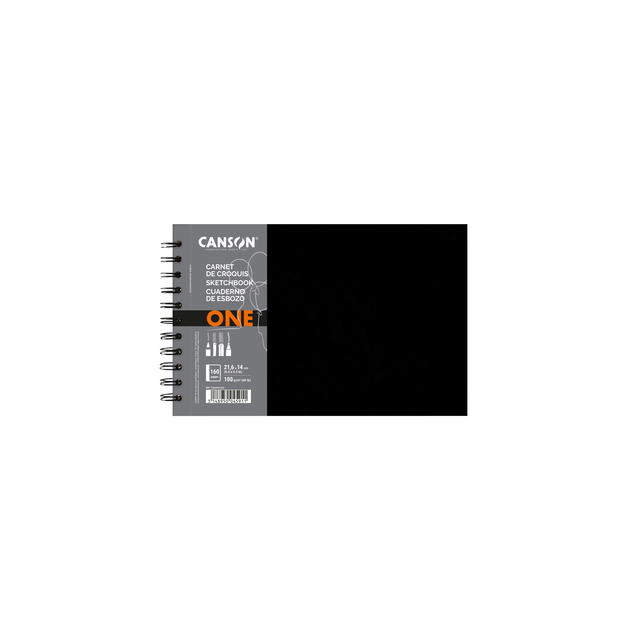 Tekenboek Canson One Art Book 80 witte vellen 100gr 216x140mm zwart