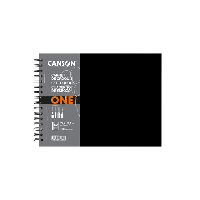 Tekenboek Canson One Art Book 80 witte vellen 100gr 279x216mm zwart