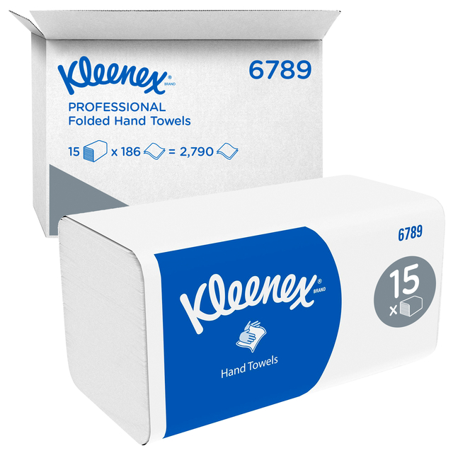 Handdoek Kleenex i-vouw 2-laags 215x212mm 15×186 vel wit 6789