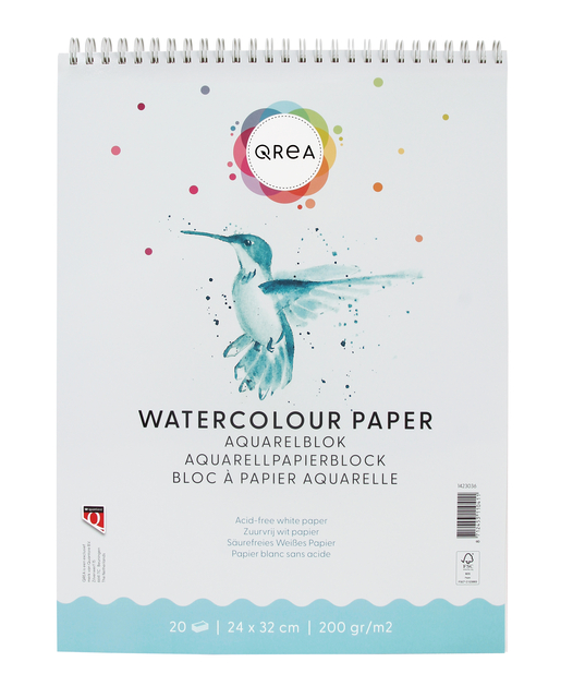 Aquarelblok Qrea 24×32 20 vel 200gr spiraal