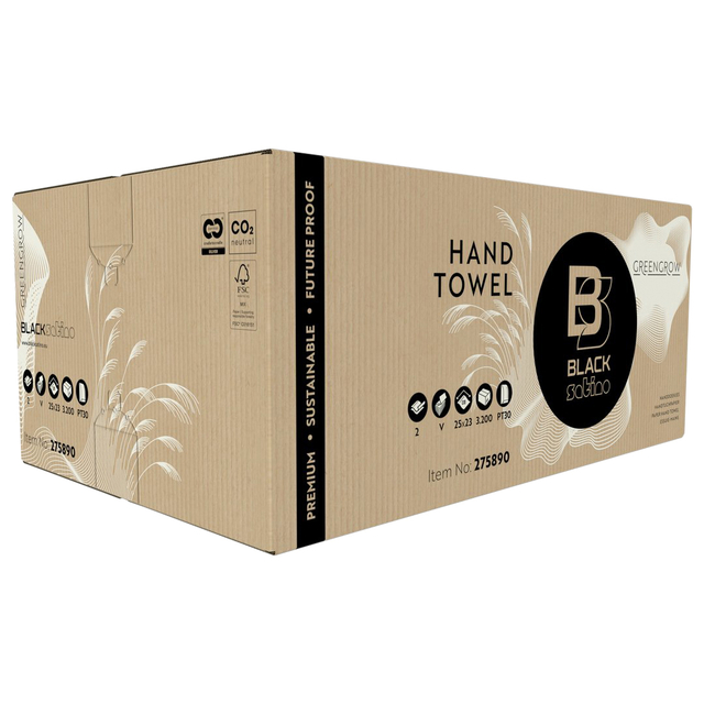 Handdoek BlackSatino PT30 GreenGrow v-vouw 2-laags 250x230mm 15×214 vel wit 275890