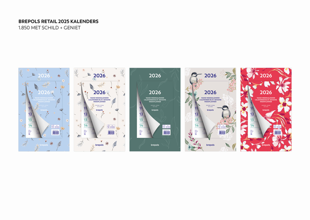 Weekkalender 2026 Brepols 190×130 7dagen/1pagina Fantasie assorti