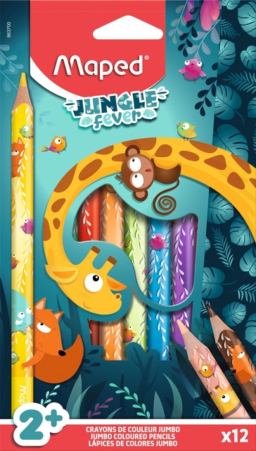 Kleurpotlood Maped Jungle Fever jumbo set à 12 kleuren