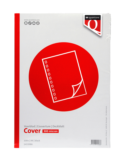 Voorblad Quantore A4 PP 300 micron zwart 100 stuks