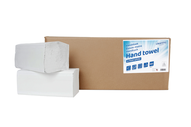 Handdoek Cleaninq Z-vouw 2-laags 225x220mm 20×200 wit