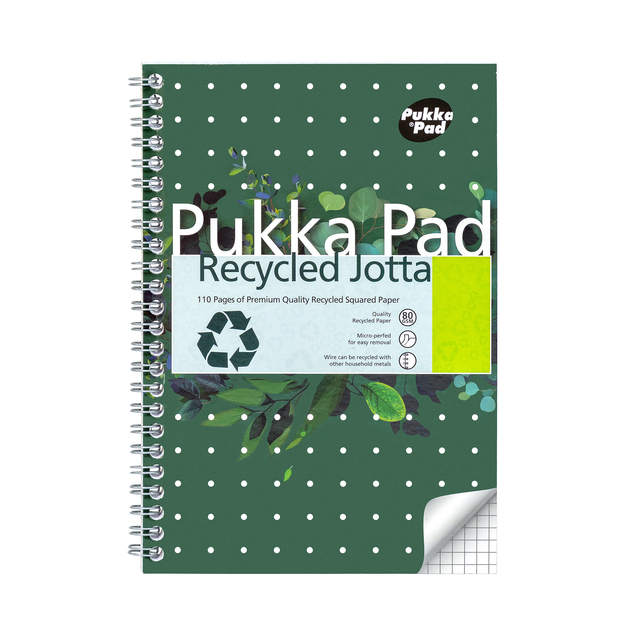 Notitieboek Pukka Pad Jotta A5 ruit 5x5mm 110 pagina’s 80gr groen