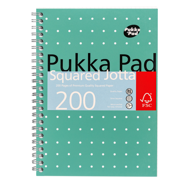 Notitieboek Pukka Pad Jotta A5 ruit 5x5mm 200 pagina’s 80gr groen