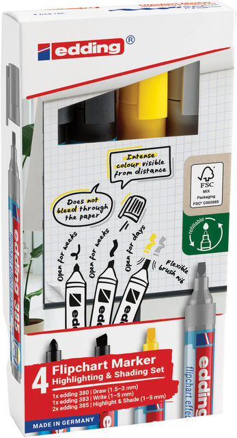 Viltstift edding 385 flipover incl 380 – 383  assorti 4 stuks