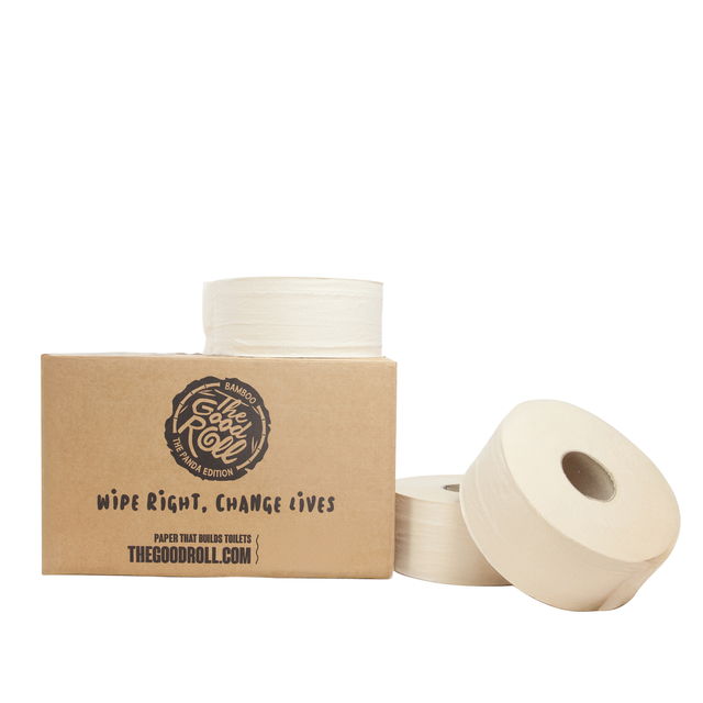 Toiletpapier The Good Roll jumbo klein bamboe 2-laags 18x180m naturel