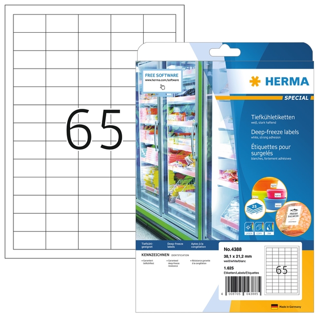Etiket HERMA 4388 38.1×21.2mm diepvries wit 1625 etiketten