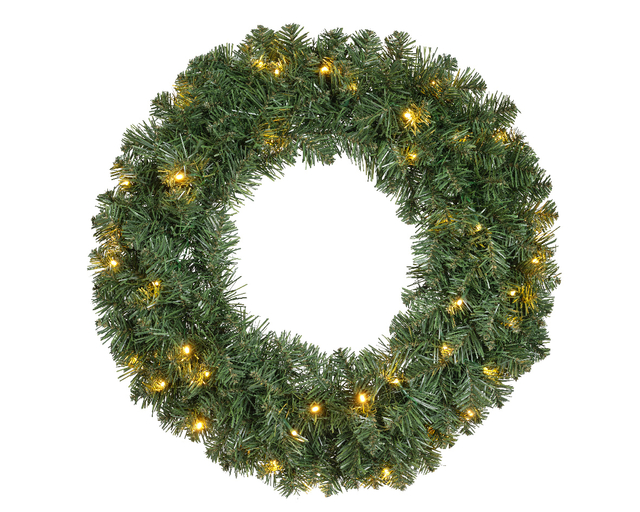 Kerstkrans Everlands met LED verlichting 60cm
