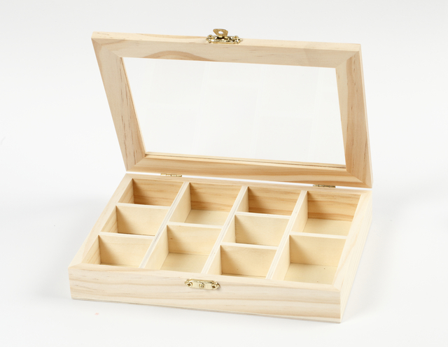 Doos Creativ Company 15.5×20.5×3.5cm hout met glazen deksel