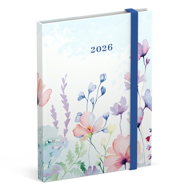 Agenda 2026 Lannoo 110×150 Flowers watercolour 7dagen/2pagina’s blauw