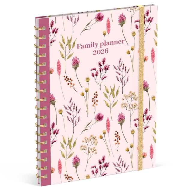 Familieagenda 2026 Lannoo 180×240 Flowers bouquet 7dag/2pag roze