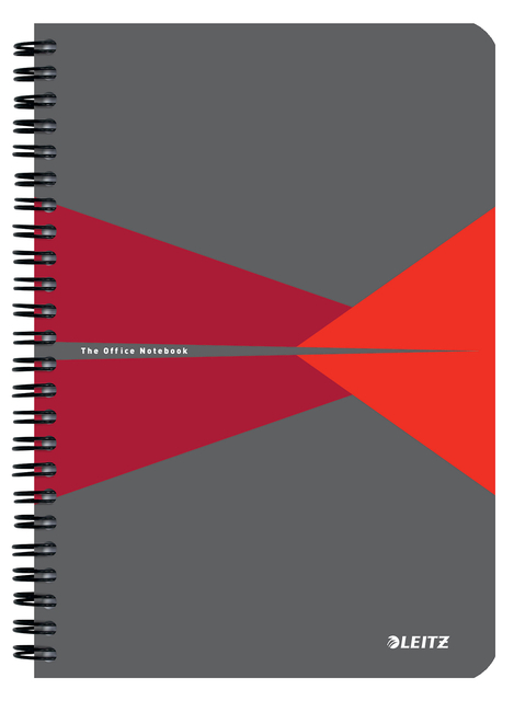 Notitieboek Leitz Office A5 lijn 180 pagina’s 80gr grijs rood
