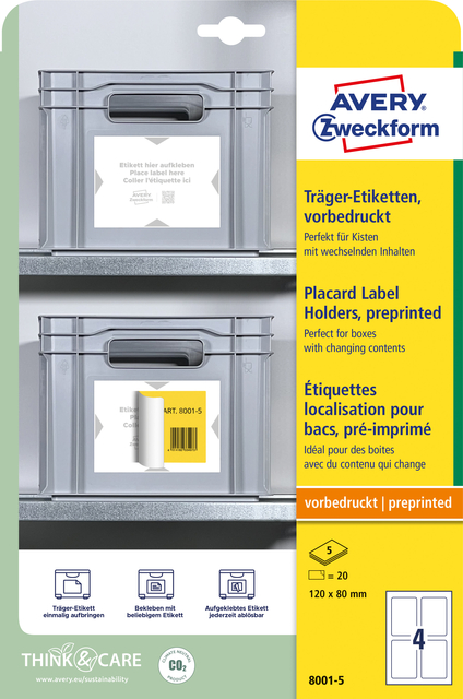 Positioneeretiket Avery Zweckform 8001 120x80mm bedrukt 20 etiketten