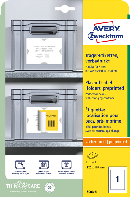 Positioneeretiket Avery Zweckform 8003 220x160mm bedrukt 5 etiketten
