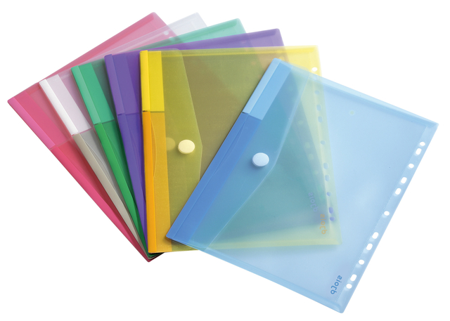 Enveloptas Djois Color Collection A4 horizontaal geperforeerd assorti