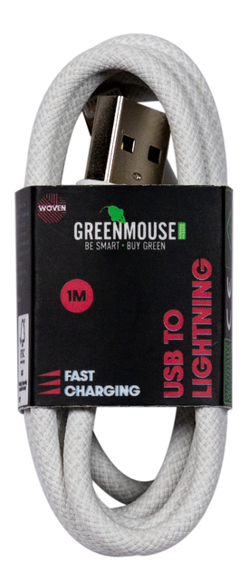 Kabel Green Mouse USB-A to Lightning data Woven 1m