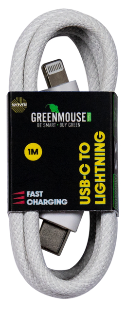 Kabel Green Mouse USB-C to Lightning data Woven – 1m