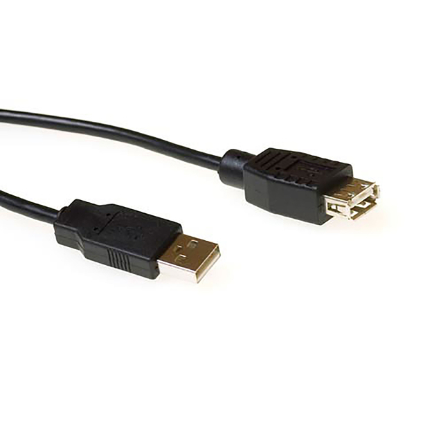 Kabel ACT USB 2.0 A male – USB A female zwart 3 meter
