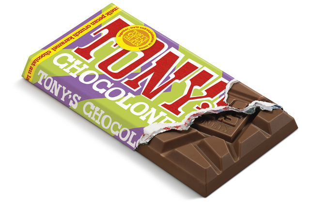 Chocolade Tony’s Chocolonely melk karamel pecan crunch reep 90 gram