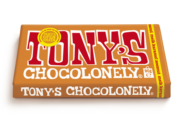 Chocolade Tony’s Chocolonely melk karamel zeezout reep 90 gram