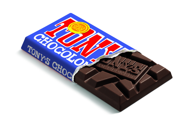 Chocolade Tony’s Chocolonely donkere melk pretzel toffee reep 90 gram