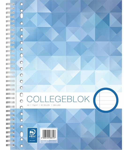 Collegeblok WORK A4 lijn 23-gaats 80vel 70gr
